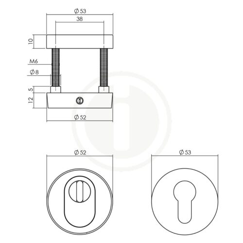 Intersteel voordeur veiligheidsrozet kerntrekbeveilig mat zwart - Afbeelding 2