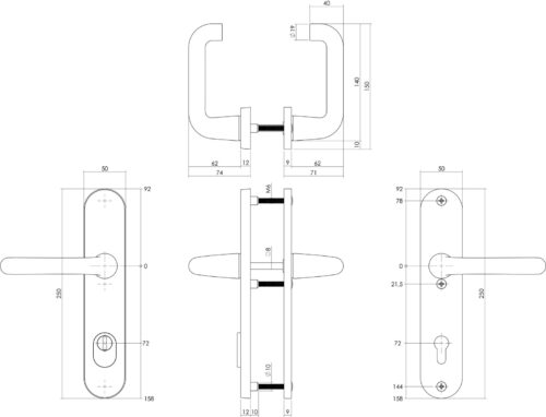 Intersteel veiligheidsbeslag skg*** Kruk/kruk PC72 met kerntrekbeveiliging aluminium zwart - Afbeelding 2