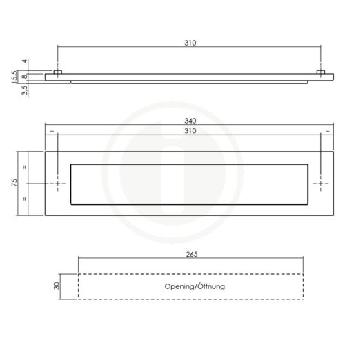 Intersteel brievenbus klep / regenrand rvs/mat zwarte uitvoering - Afbeelding 2